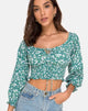 Image of Lancer Crop Top in Floral Field Green