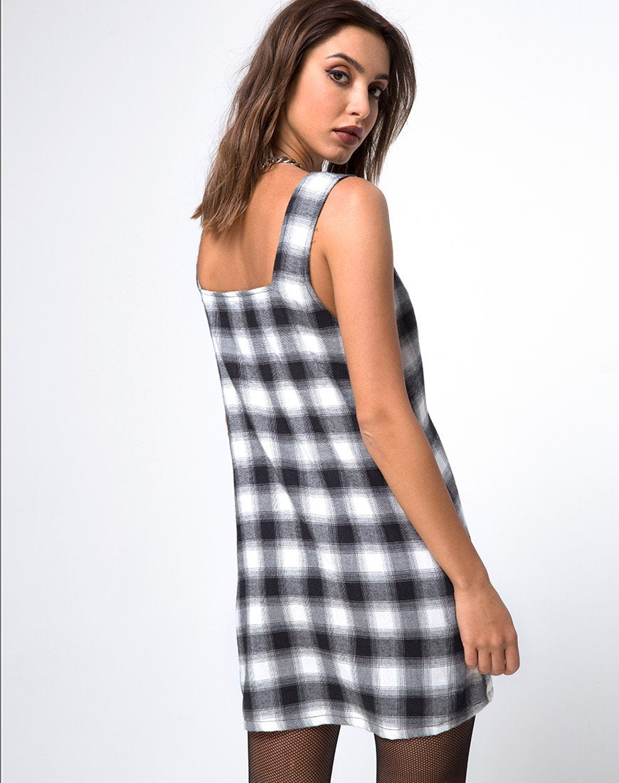 Black and 2024 white checkered pinafore