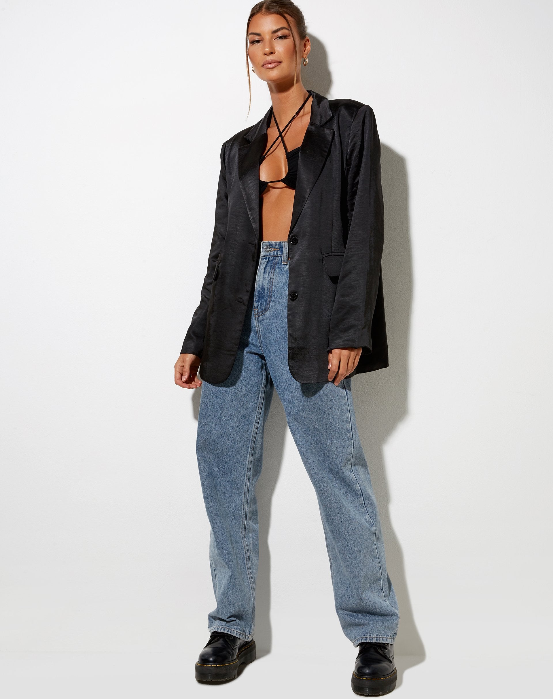 Image of Maiwa Blazer in Satin Black