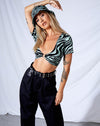 Image of Malz Crop Top in Wavey Zebra Mint