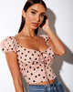 Image of Mazu Crop Top in New Polka Nude Black