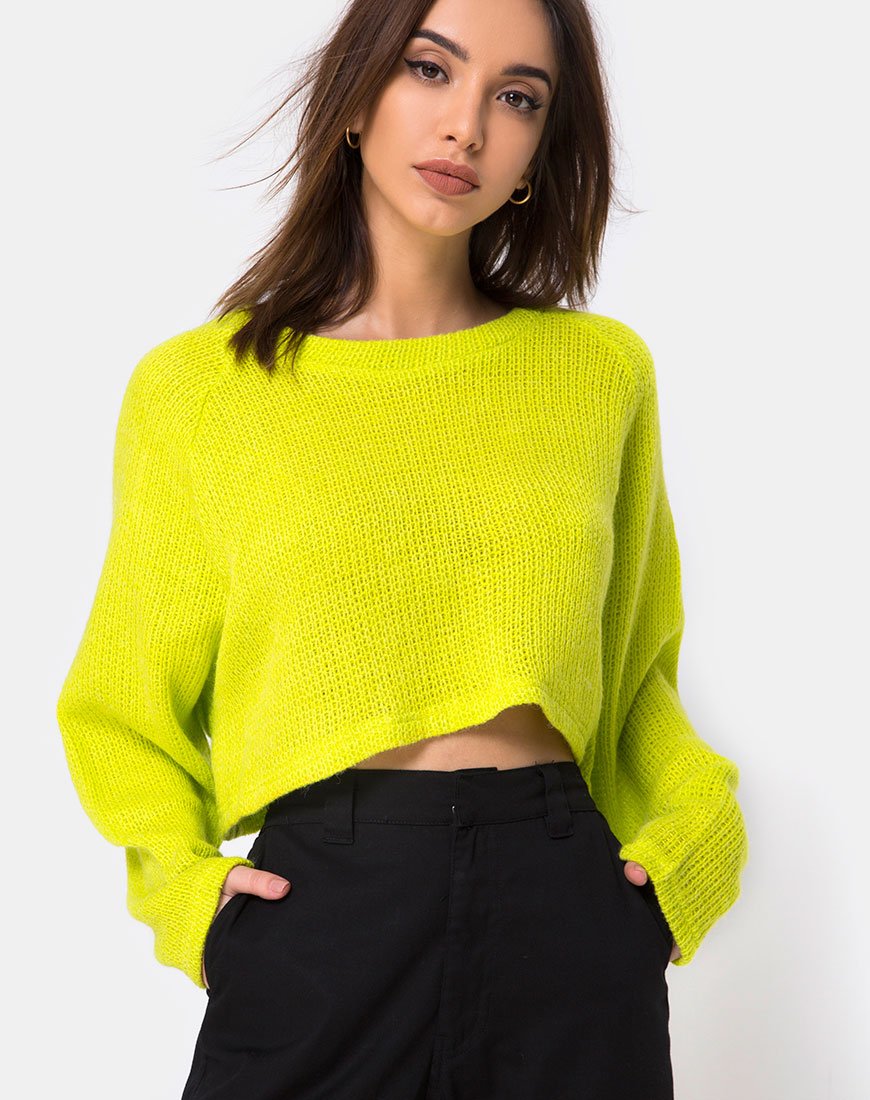 Cropped 2024 neon sweater