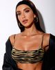 Image of Micro Crop Top in Zips Zebra Brown