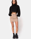 Image of Mini Broomy Skirt in Tan with Black Stitch