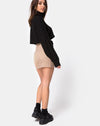 Image of Mini Broomy Skirt in Tan with Black Stitch