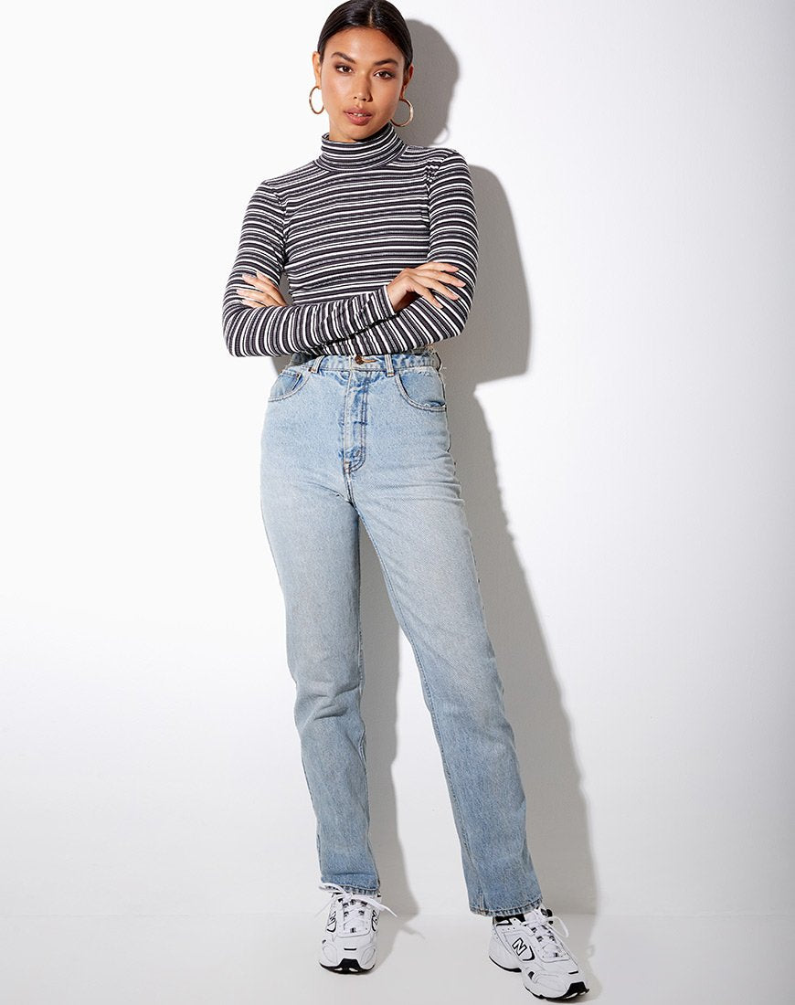 Image of Moeena Crop Top in Black Grey and White