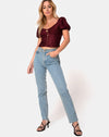 Image of Monda Top in Satin Cheetah Burgundy