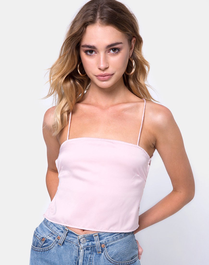 Zaria Lace Trim Cami Top in Off White