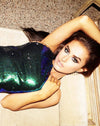 Image of Hedi Dress in Fishcale Sequin Green Iridescent