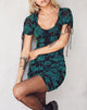 Image of Guenetta Mini Dress in Romantic Rose Flock Teal