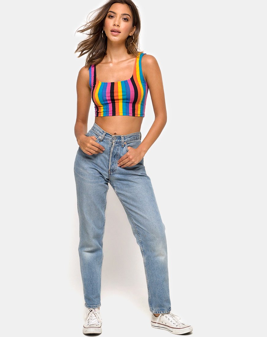 Image of Mucell Crop Top in New Vertical Mixed Stripe