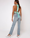 Image of Naya Crop Top in Satin Zebra Aquamarine