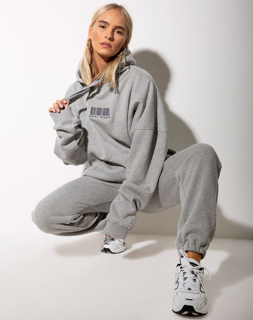 Image of Basta Jogger in Grey Marl with Motel Barcode Embro