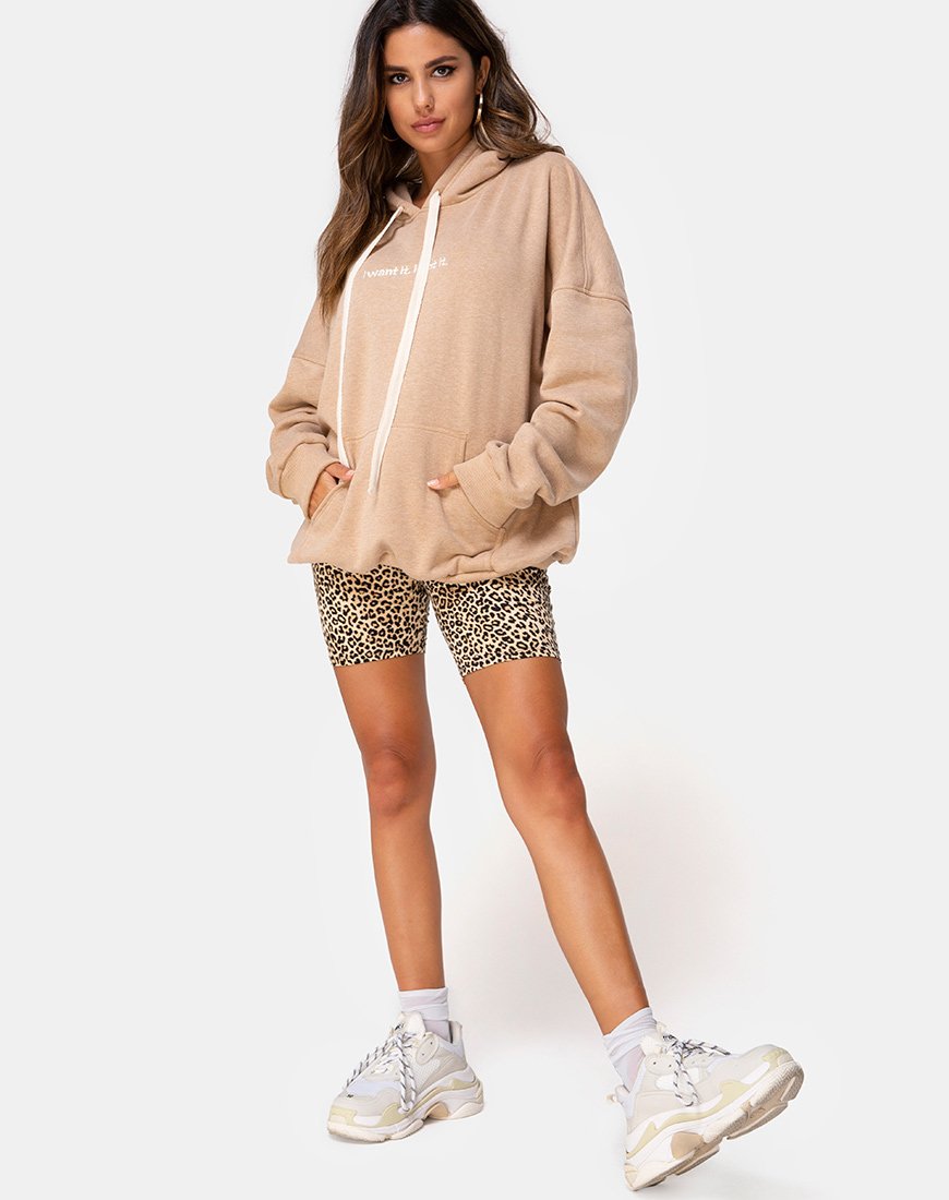 Image of Oversize Hoody in Tan I Want it Embro