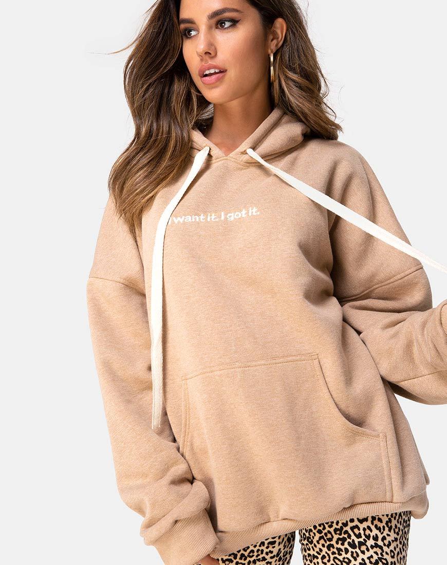 Image of Oversize Hoody in Tan I Want it Embro