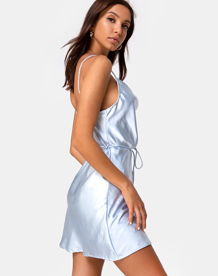 Image of Paiva Dress in Satin Powder Blue
