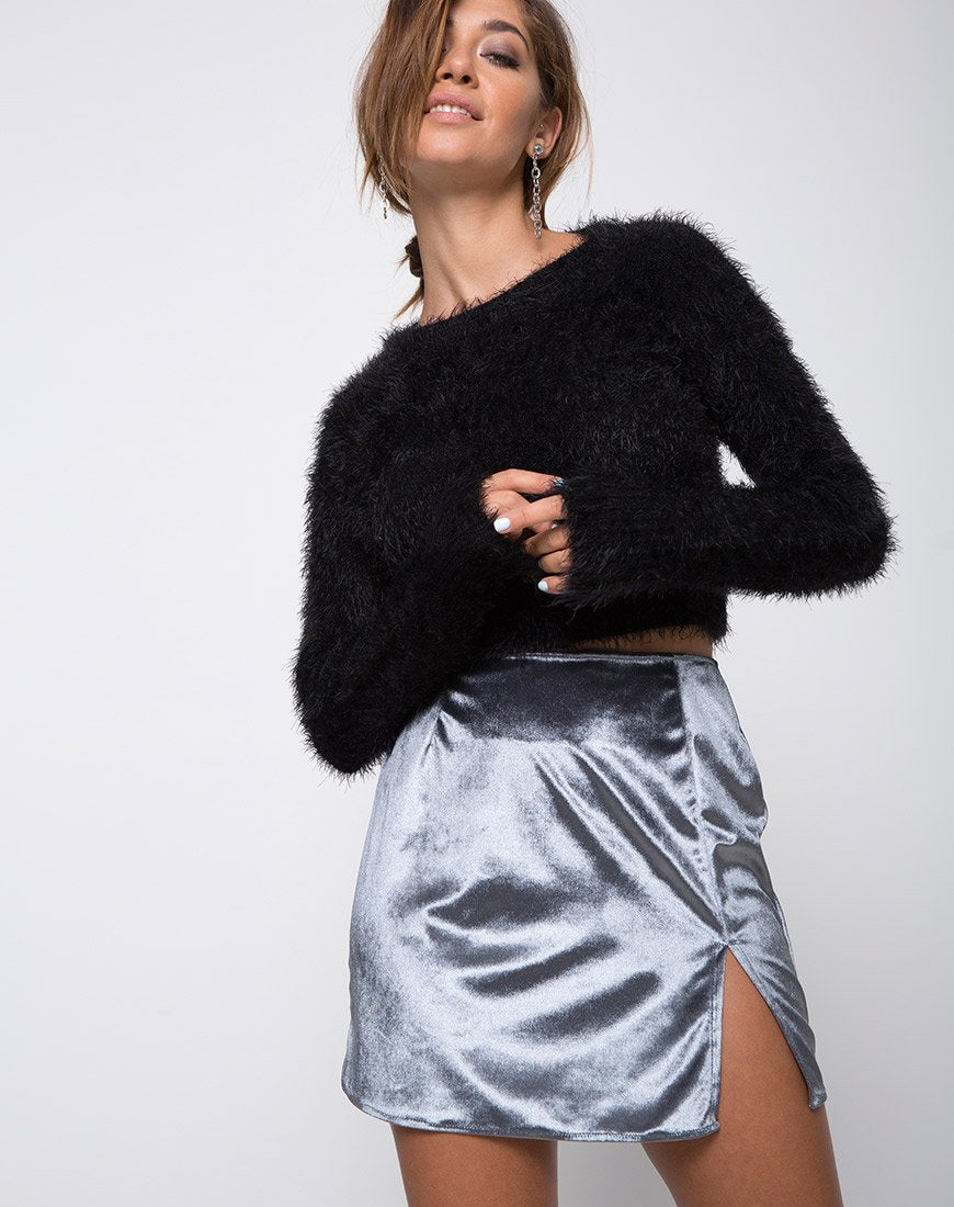 Image of Pelmet Mini Skirt in Velvet Silver