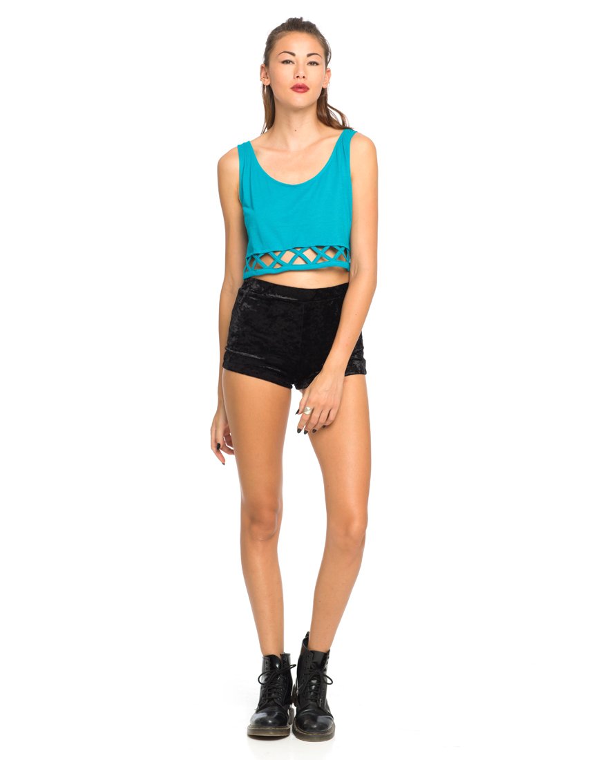 Image of Motel Plait Detail Crop Top In Cyan