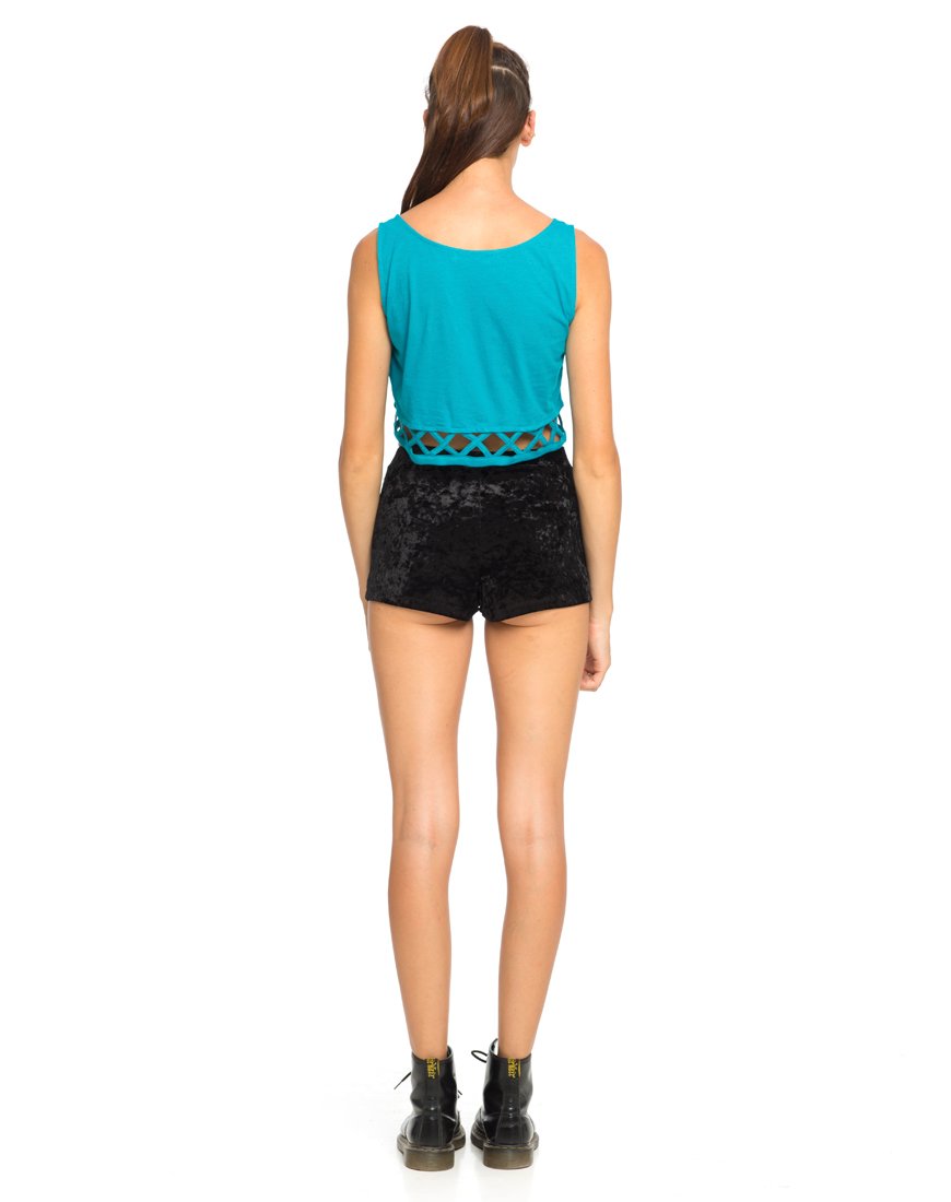Image of Motel Plait Detail Crop Top In Cyan