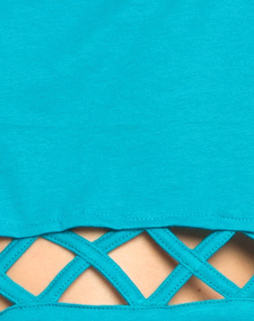 Image of Motel Plait Detail Crop Top In Cyan