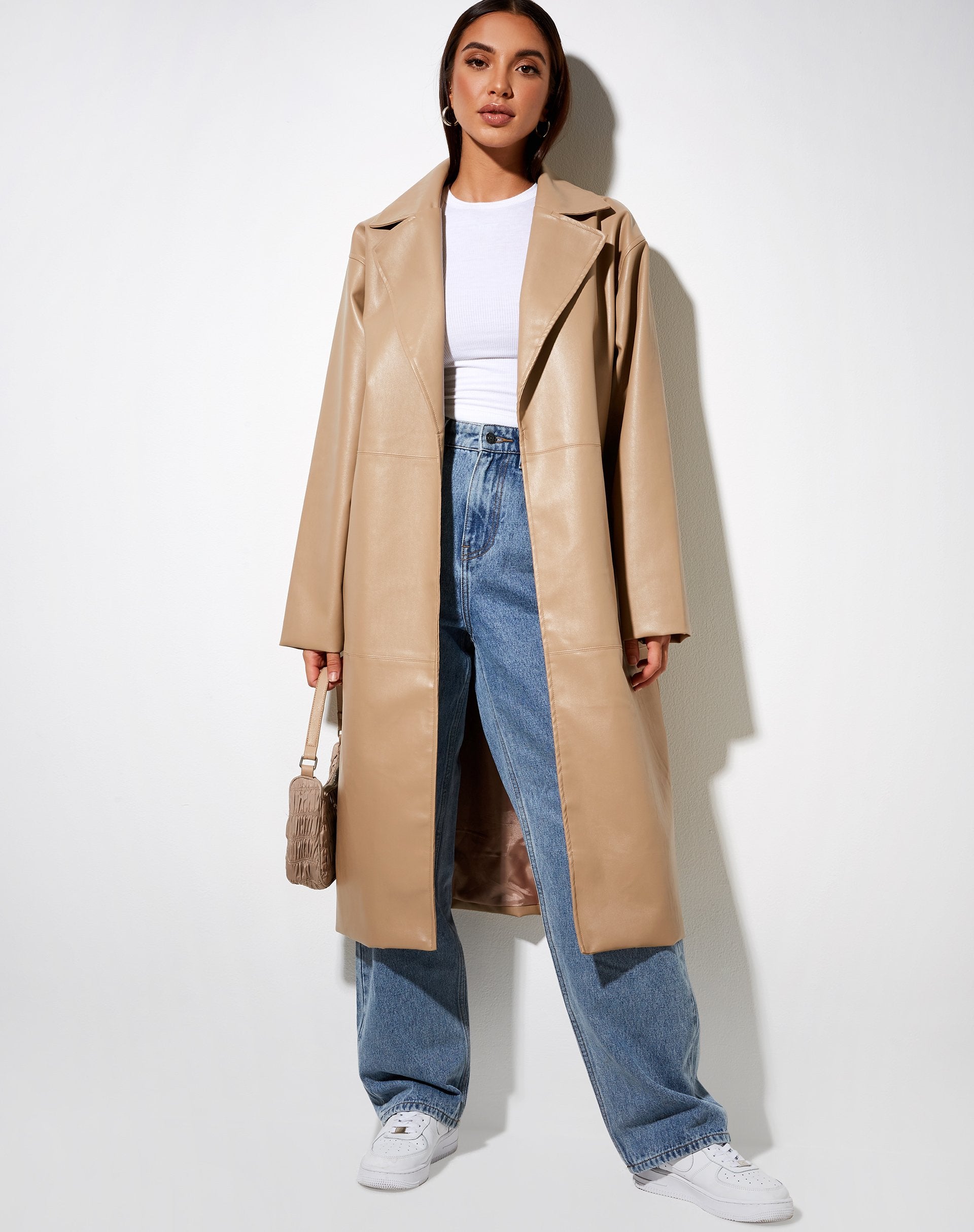 Image of Duster Coat in PU Tan