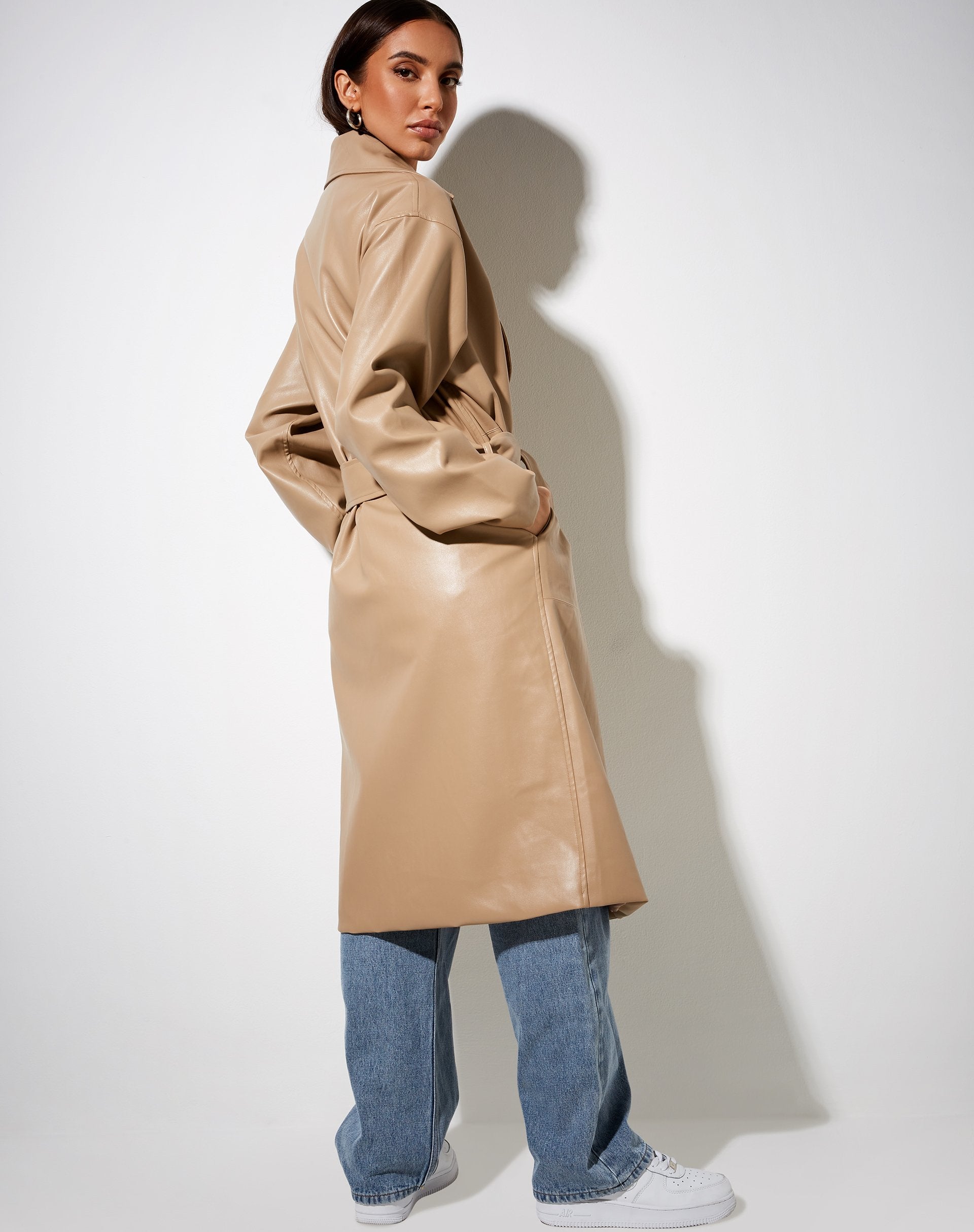 Image of Duster Coat in PU Tan
