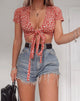 Image of Bilen Top in Ditsy Rose Red and Silver