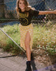 Image of Saika Midi Skirt in Rose Bunch Yellow