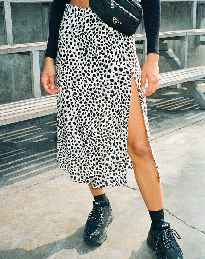 Leopard midi skirt black and white best sale