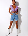 Image of Raeto Crop Top in Satin Ditsy Rose Lavender