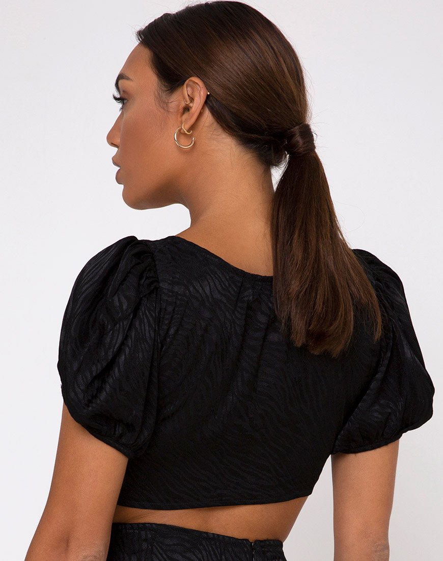 Image of Raemzi Crop Top in Satin Zebra Black
