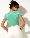 Image of Tindy Crop Top in Green Blue Flower Tie Dye