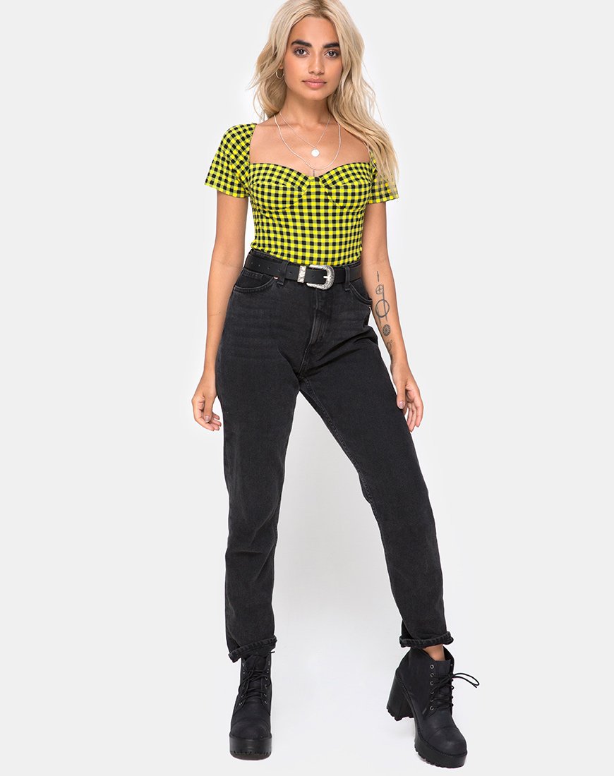Image of Ryon Bodice in Medium Gingham Yellow