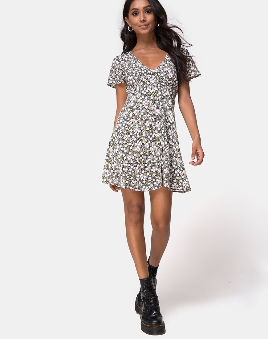 Image of Sahara Tea Dress in Floral Field Olive