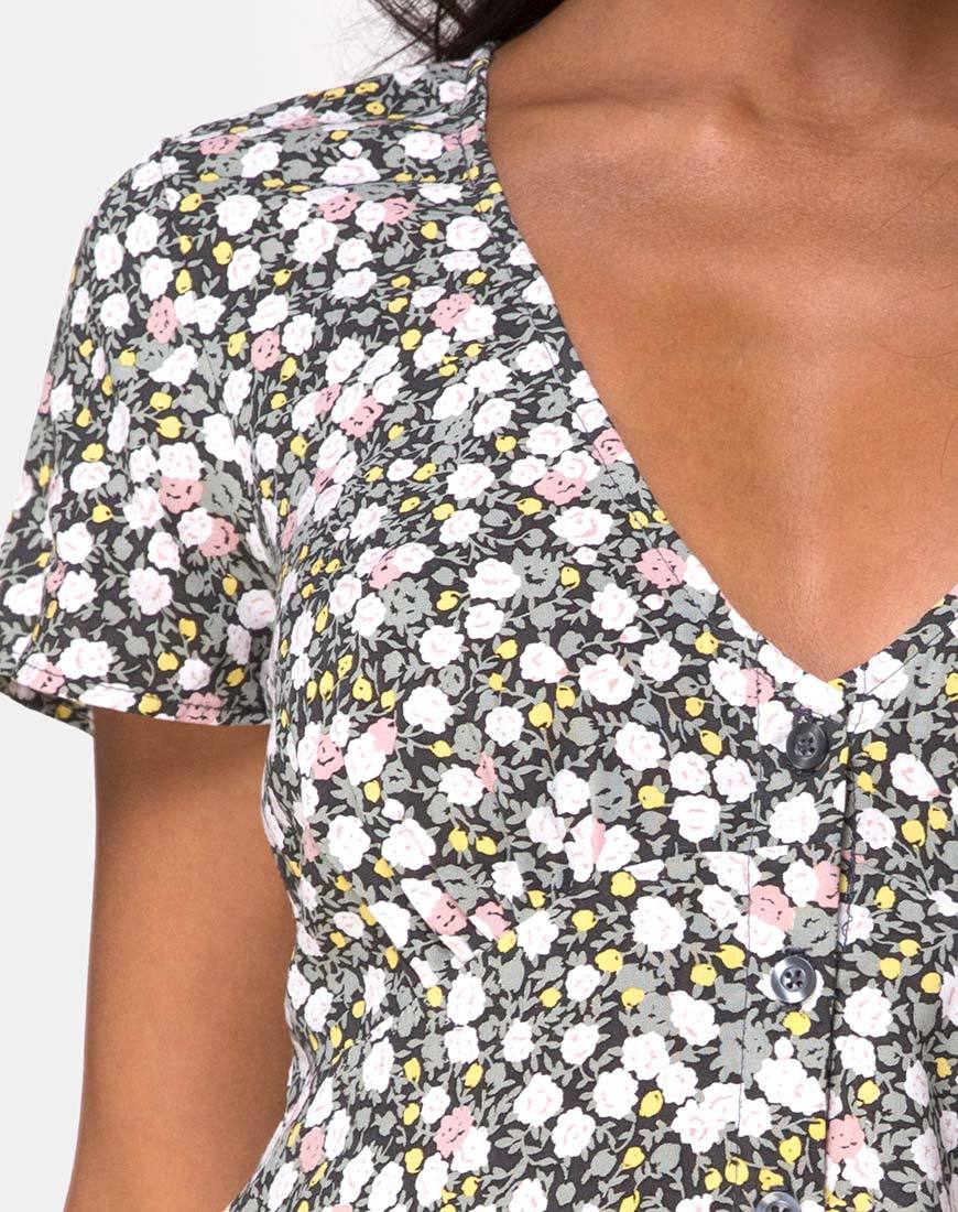 Image of Sahara Tea Dress in Floral Field Olive