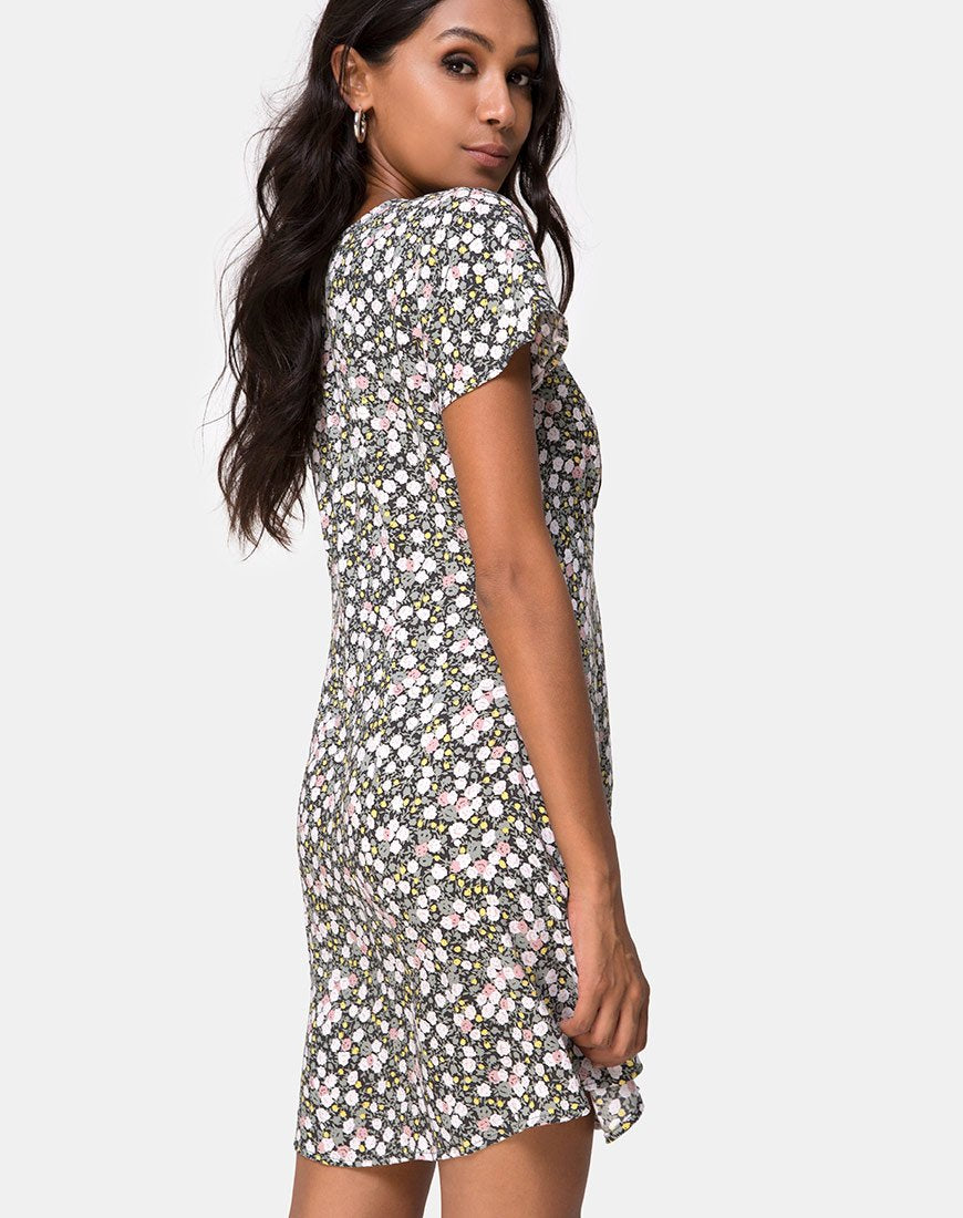 Image of Sahara Tea Dress in Floral Field Olive