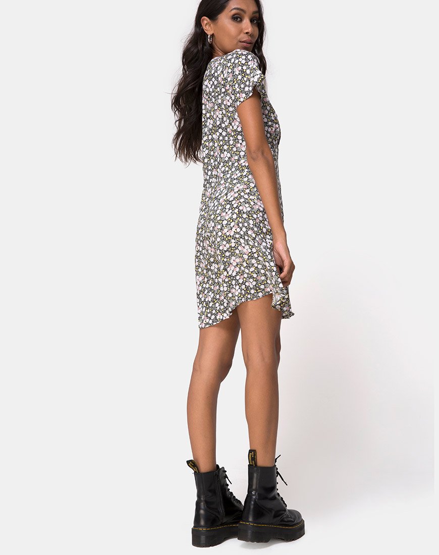 Image of Sahara Tea Dress in Floral Field Olive