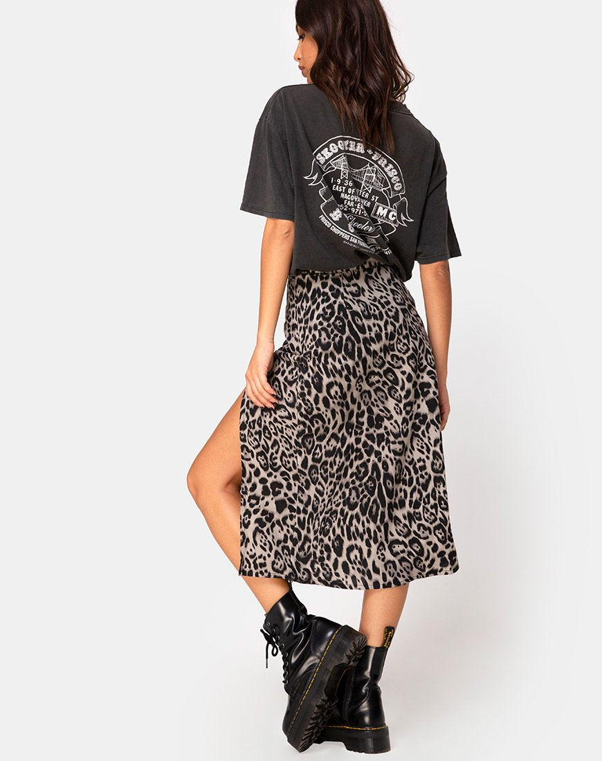Image of Saika Midi Skirt in Leopard Grey