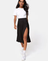 Image of Saika Midi Skirt in Satin Cheetah Black