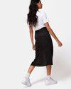 Image of Saika Midi Skirt in Satin Cheetah Black
