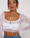 Image of Salima Longsleeve Top in White Daisy Embro White
