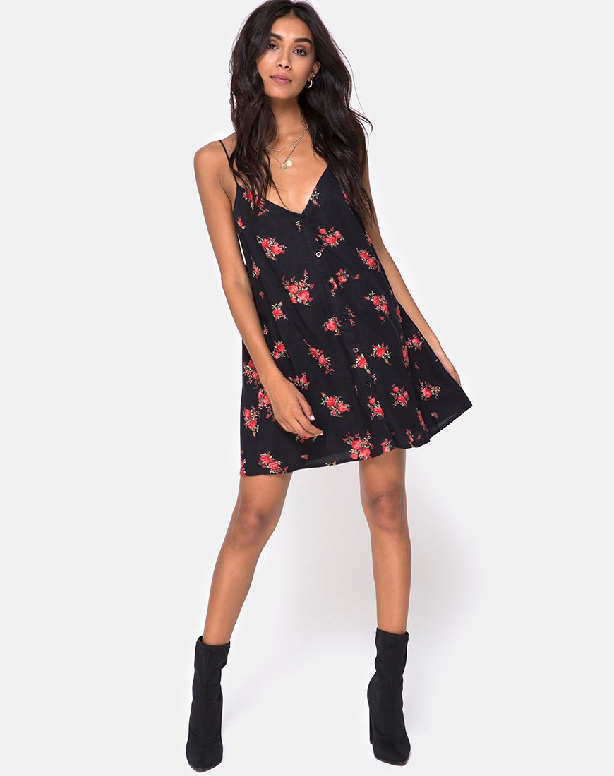 Floral Motel Rocks Daisy Dress Sanna Slip Dress In Soi Rose Black And Red Motelrocks-com- Floral Motel Rocks Daisy Dress Sanna Slip Dress In Soi Rose Black And Red Motelrocks-com-