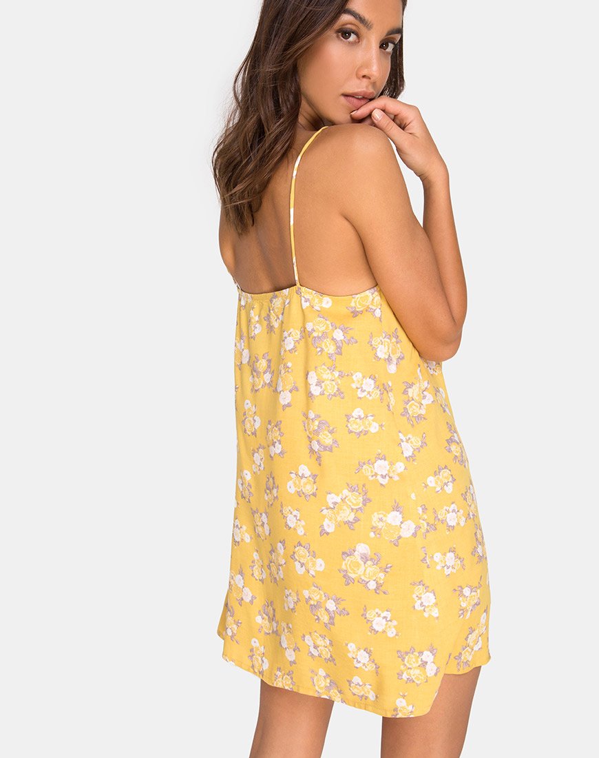 Strappy Yellow Floral Slip Dress Strappy Yellow Floral Slip Dress