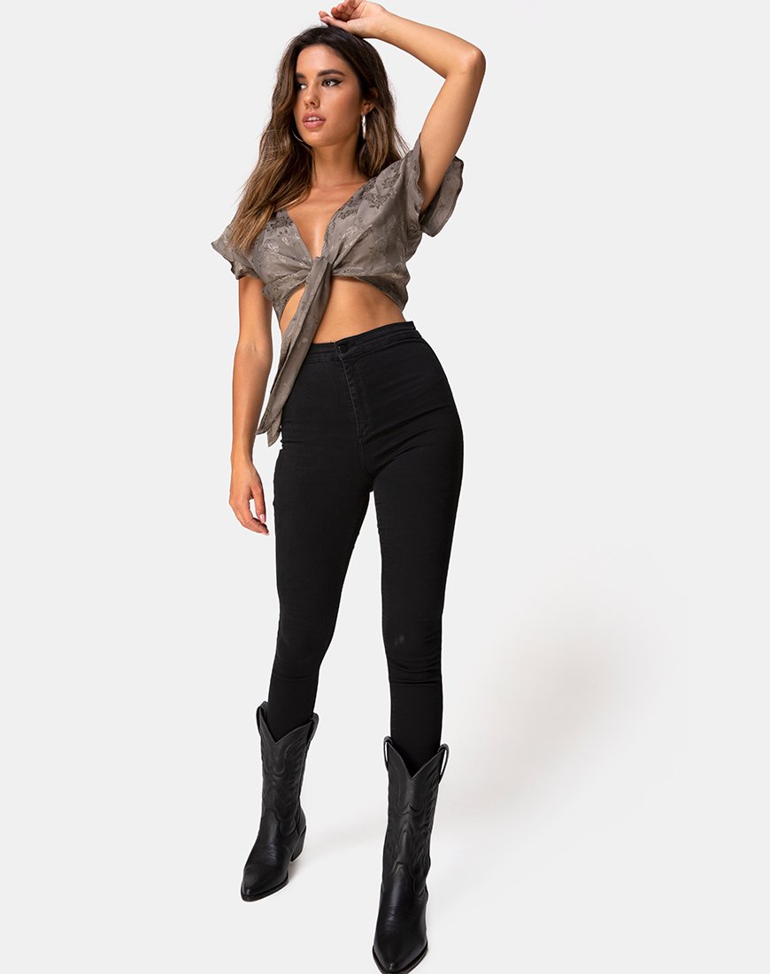 Image of Shae Crop Top in Satin Rose Silver Grey