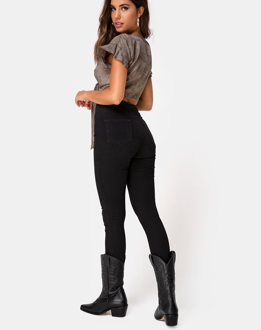 Image of Shae Crop Top in Satin Rose Silver Grey