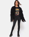 Image of Shaggy Knit Cardi in Moheir Black