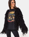Image of Shaggy Knit Cardi in Moheir Black