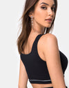 Image of Shano Crop Top in Black With White Piping