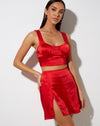 Image of Shenka Mini Skirt in Satin Red