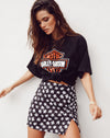 Image of Sheny Mini Skirt in 90s Daisy Black and White